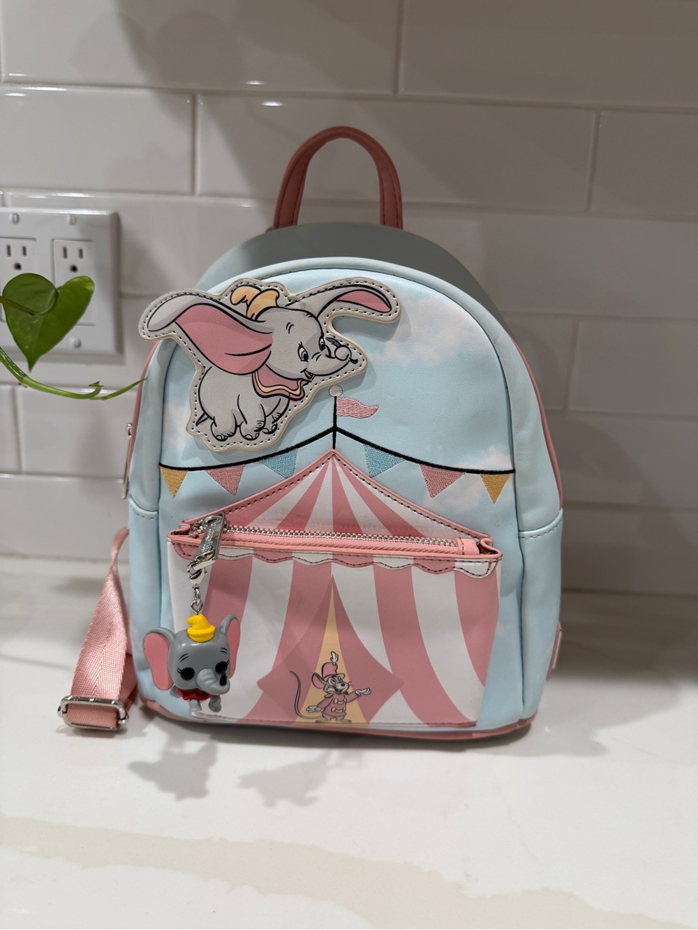 Disney Dumbo Kids Backpack - Pink & Light Blue Circus Design